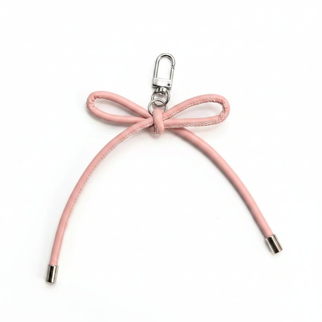 Pink ribbon bag charm