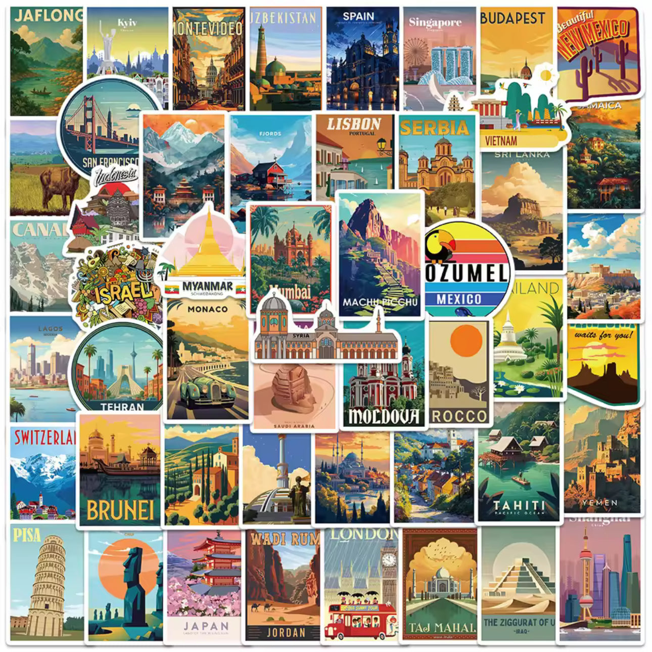 Famous World Cities Stickers